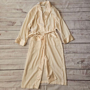 Vintage Victoria's Secret Gold Label Floral Embossed Champagne Robe Womens Small